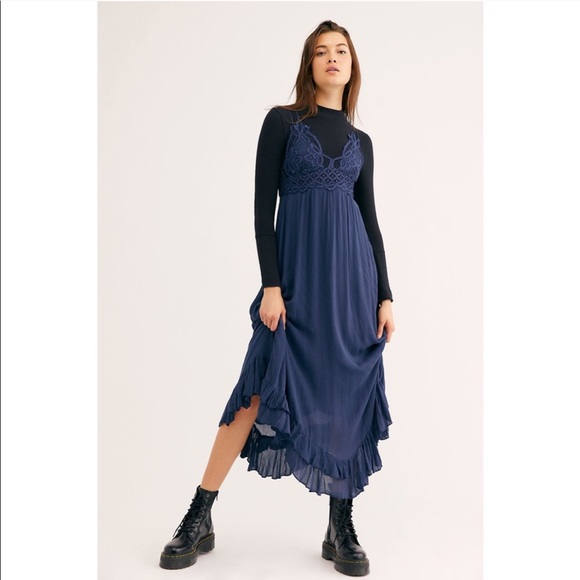 NWT Free People Adella Navy Blue Maxi Dress Small - Picture 2 of 8